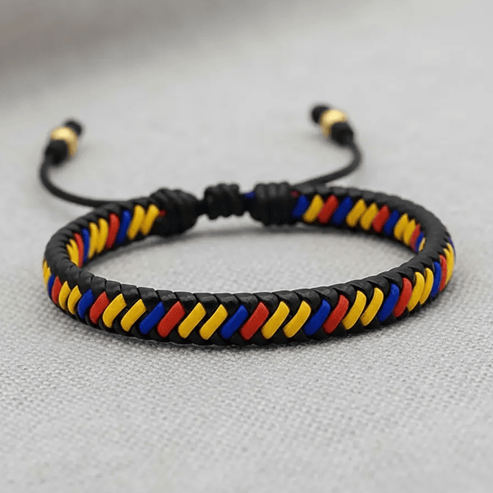Pulsera Cuero Trenzado Tricolor Colombia 4