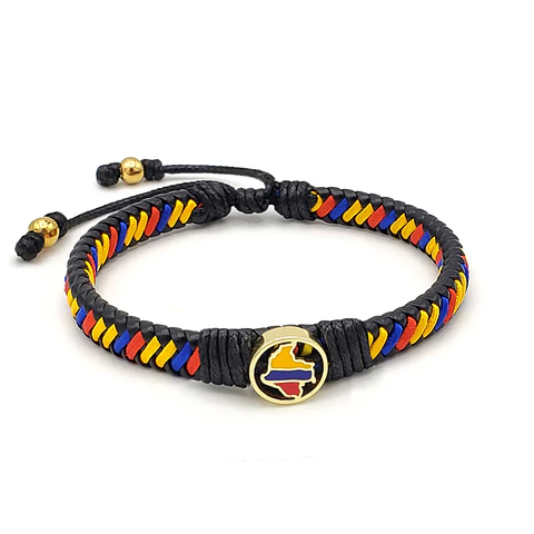 Pulsera Colombia Cuero Trenzado Tricolor 