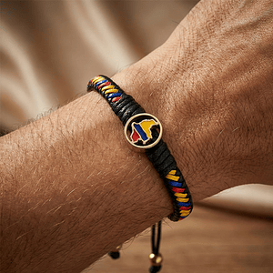 Pulsera Colombia Cuero Trenzado Tricolor 