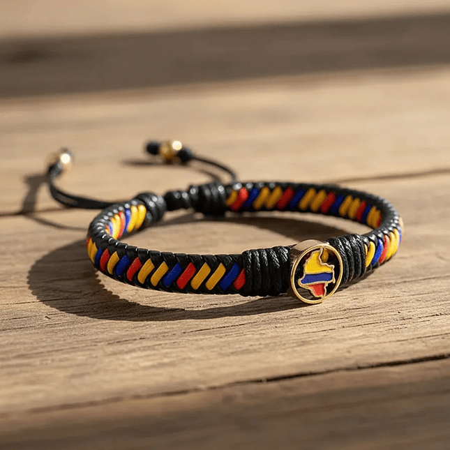 Pulsera Colombia Cuero Trenzado Tricolor  3