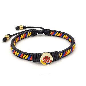 Pulsera Federación Colombiana de Fútbol Cuero Trenzado Tricolor Colombia