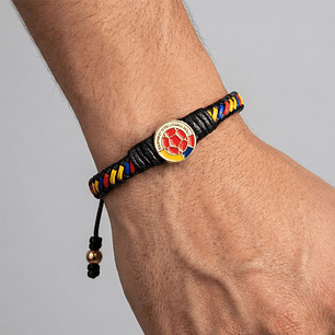 Pulsera Federación Colombiana de Fútbol Cuero Trenzado Tricolor Colombia