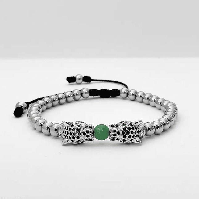Pulsera Hombre Leopardos Jade Acero Inoxidable 7