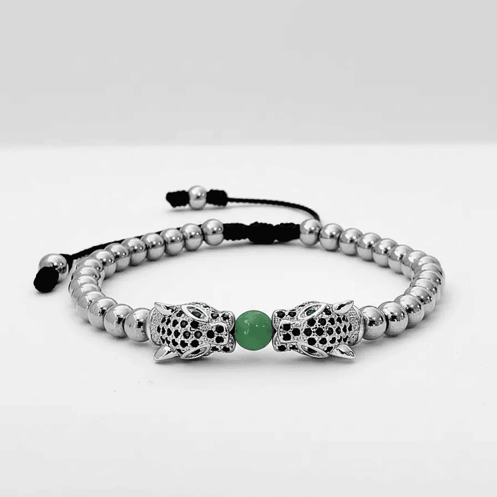 Pulsera Hombre Leopardos Jade Acero Inoxidable 7