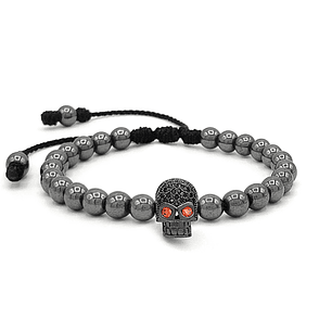 Pulsera Hombre Calavera Piedra Hematita