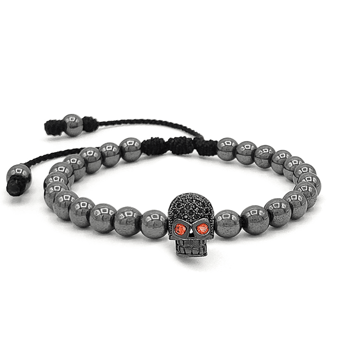 Pulsera Hombre Calavera Piedra Hematita 1