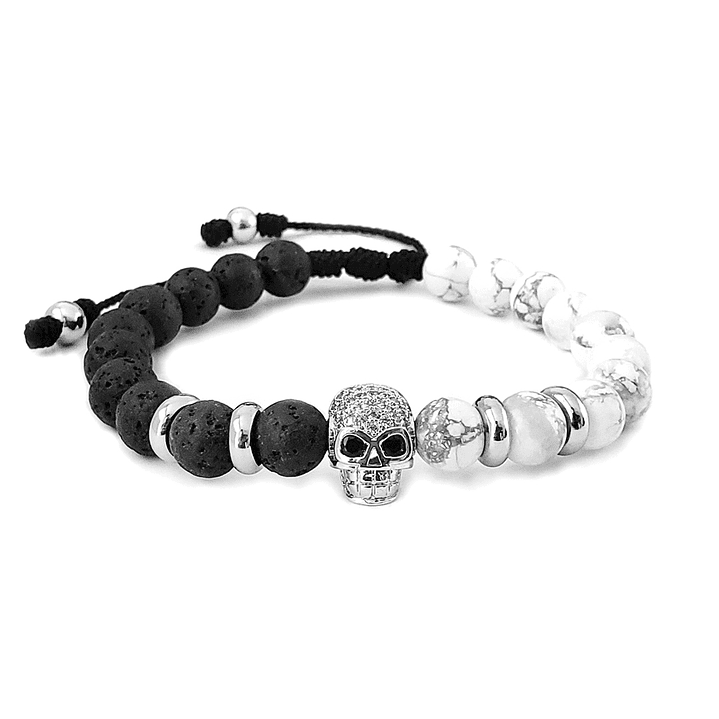Pulsera Hombre Calavera Howlita Volcánica Acero 1