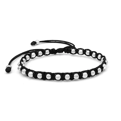 Pulsera Tejido Macramé Plata Ley 925 (4mm) 