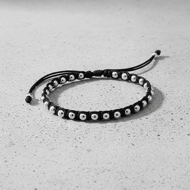 Pulsera Tejido Macramé Plata Ley 925 (4mm)  4