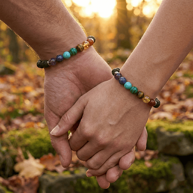 Pulseras para Parejas de los 7 Chakras con Piedras Naturales 8mm 3