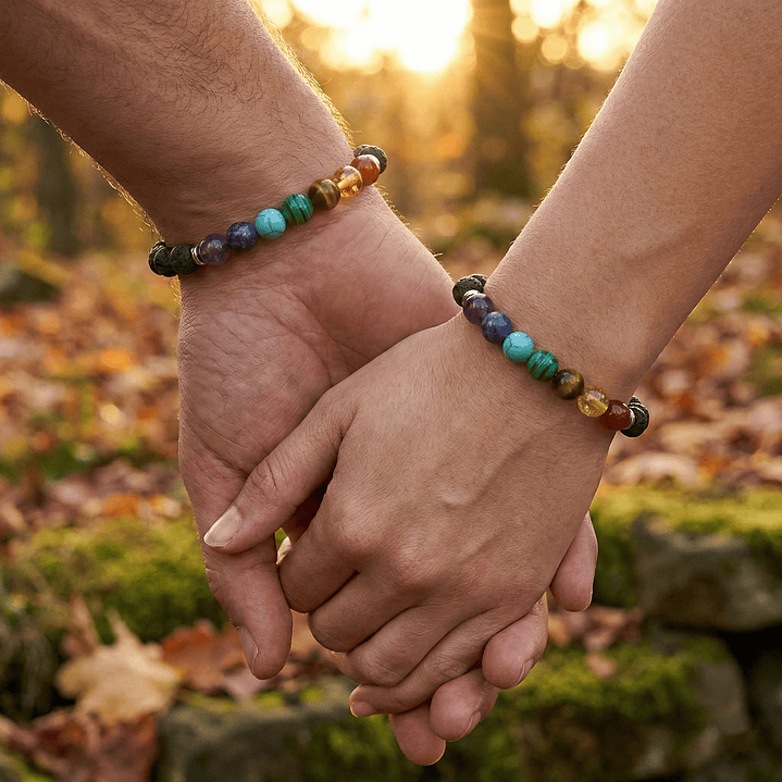 Pulseras para Parejas 7 Chakras Piedras Naturales 8mm 3