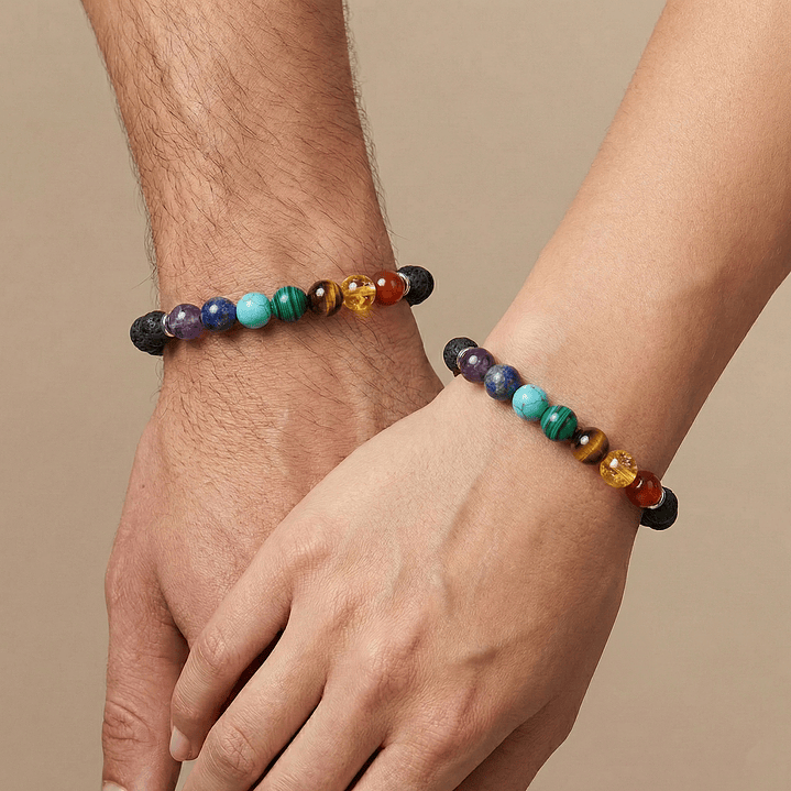 Pulseras para Parejas 7 Chakras Piedras Naturales 8mm 2