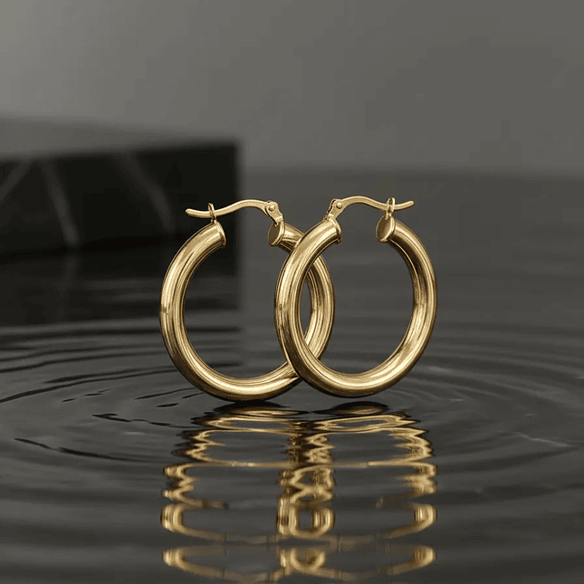 Aretes Candongas Lisas Oro Laminado 18k 3