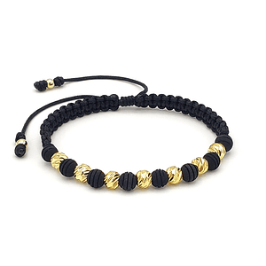 Pulsera Neopreno Oro Laminado Diamantado 18k (6mm)