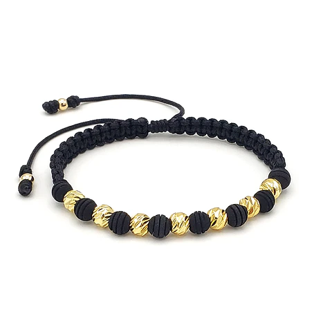 Pulsera Neopreno Oro Laminado Diamantado 18k (6mm)