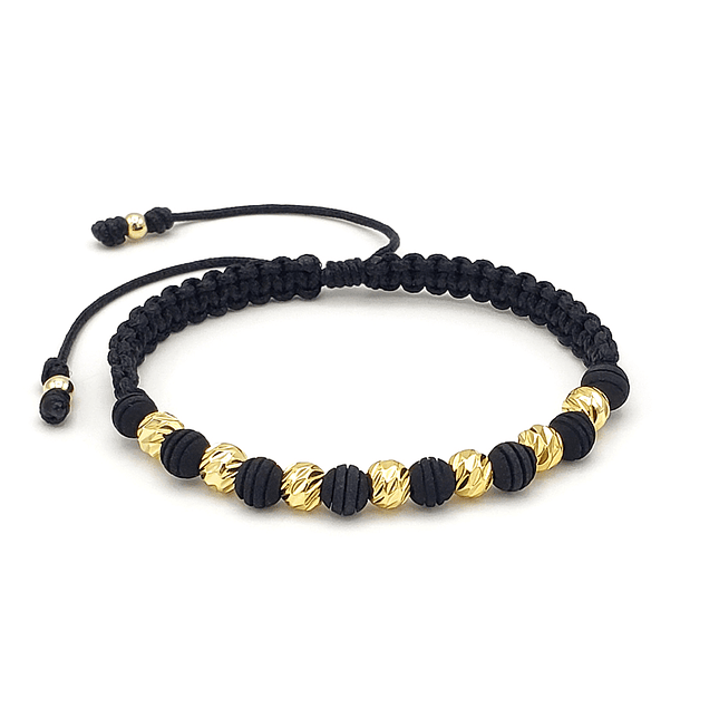 Pulsera Neopreno Oro Laminado Diamantado 18k (6mm) 1