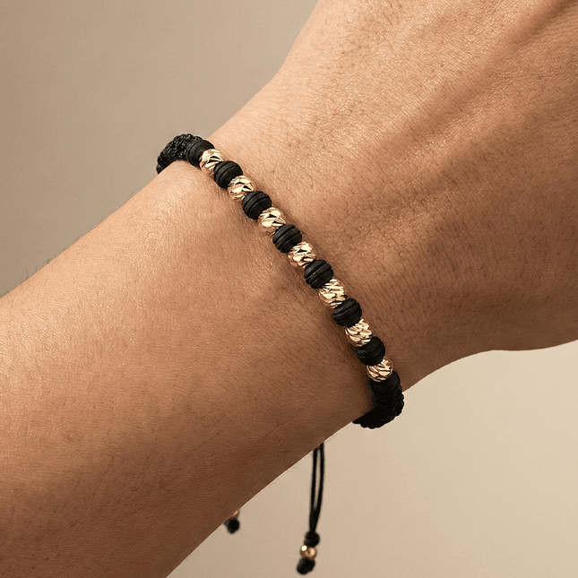 Pulsera Neopreno Oro Laminado Diamantado 18k (6mm) 2