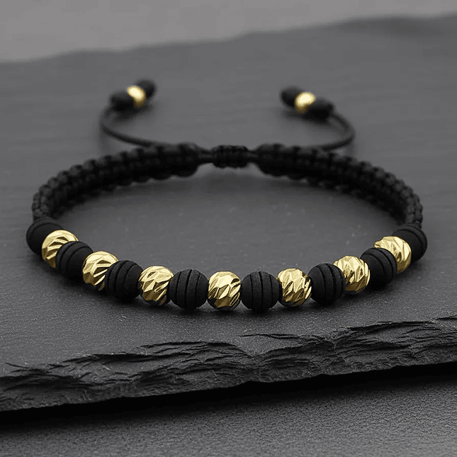 Pulsera Neopreno Oro Laminado Diamantado 18k (6mm) 3