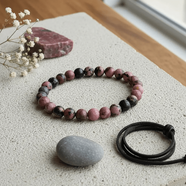 Pulsera Piedra Rodonita Natural 8mm 5