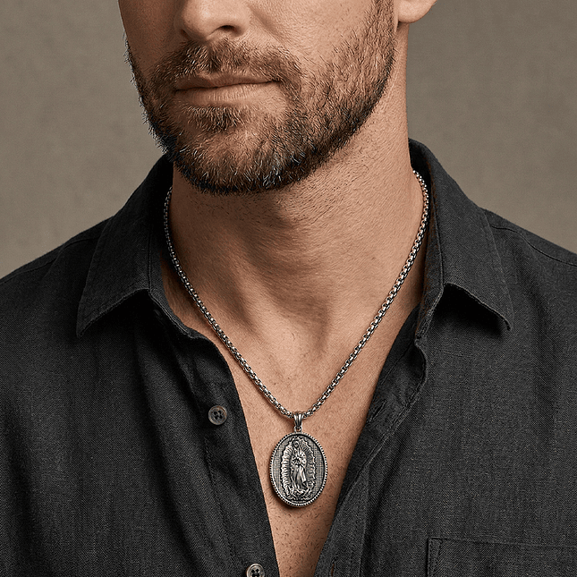 Cadena con Medalla Virgen de Guadalupe Acero Inoxidable 3