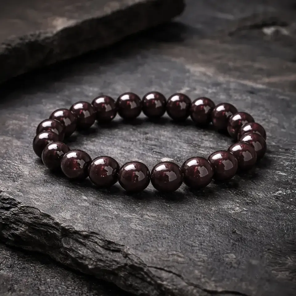 Pulsera de Piedra Granate Natural 8mm 3