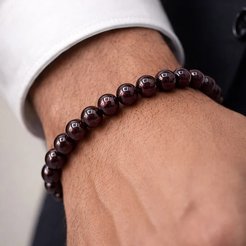 Pulsera de Piedra Granate Natural 8mm