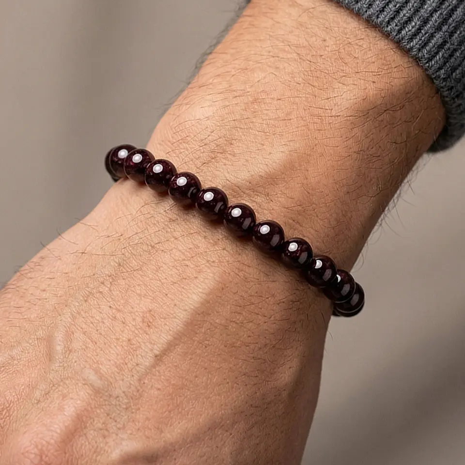 Pulsera de Piedra Granate Natural 8mm 4
