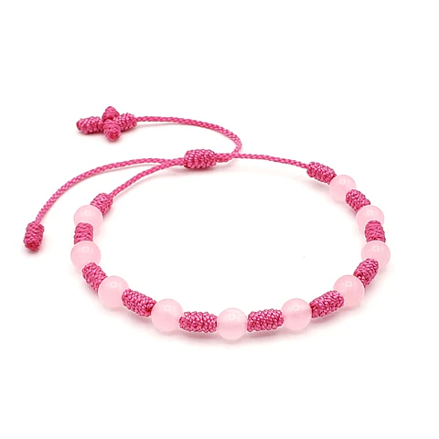 Pulsera Denario Cuarzo Rosado Natural 6mm