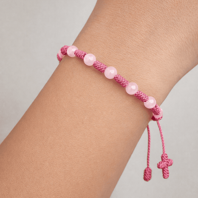 Pulsera Denario Cuarzo Rosado Natural 6mm 2