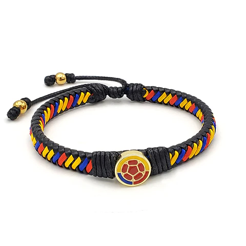 Pulsera Federación Colombiana de Fútbol Cuero Trenzado Tricolor Colombia