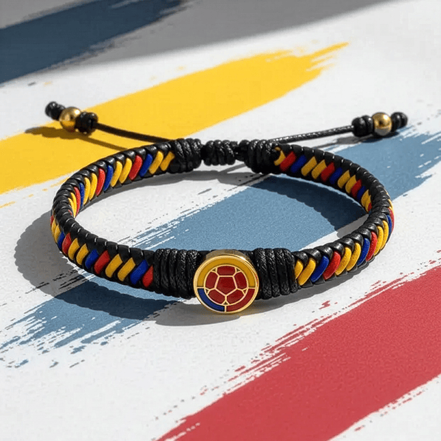 Pulsera Federación Colombiana de Fútbol Cuero Trenzado Tricolor Colombia 3
