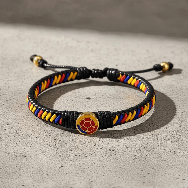 Pulsera Federación Colombiana de Fútbol Cuero Trenzado Tricolor Colombia 5