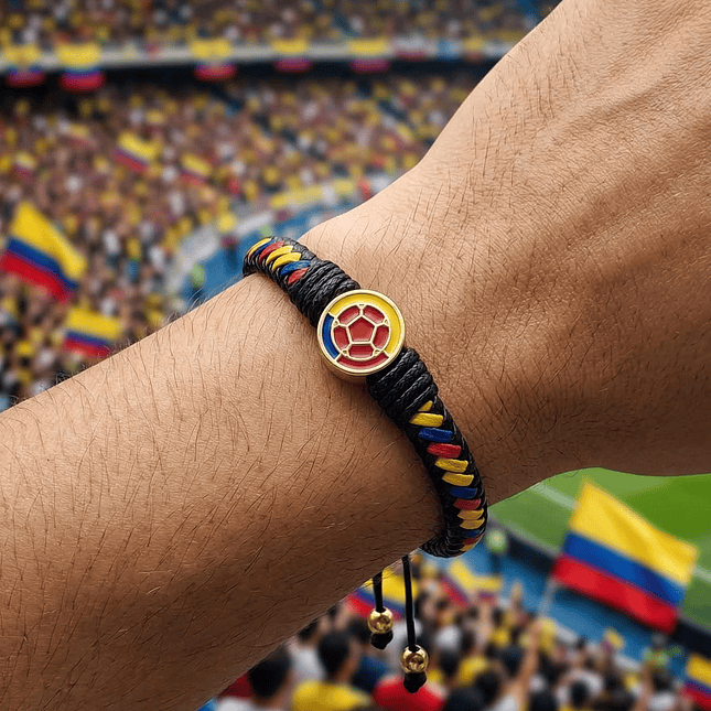 Pulsera Federación Colombiana de Fútbol Cuero Trenzado Tricolor Colombia 2