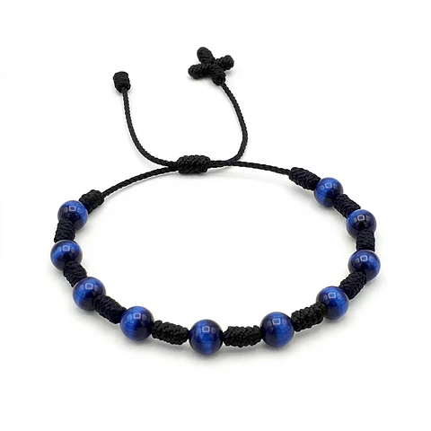 Pulsera Denario de Ojo de Tigre Azul 6mm
