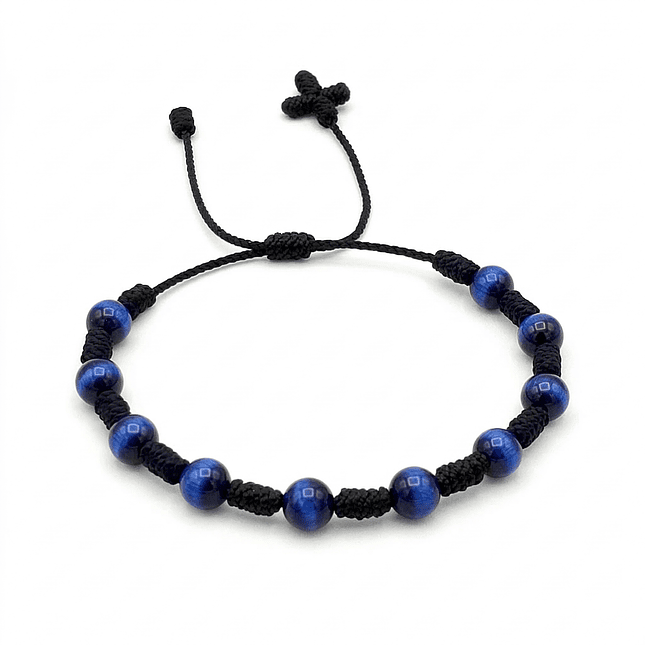 Pulsera Denario de Ojo de Tigre Azul 6mm 1