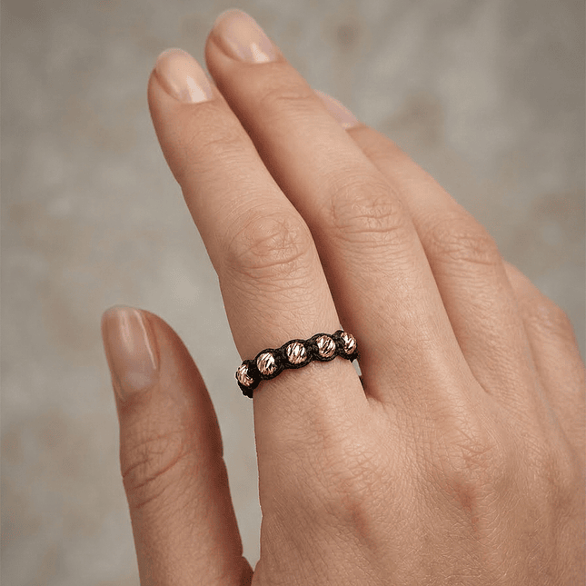 Anillo Tejido Artesanal Oro Laminado 18k Diamantado 2