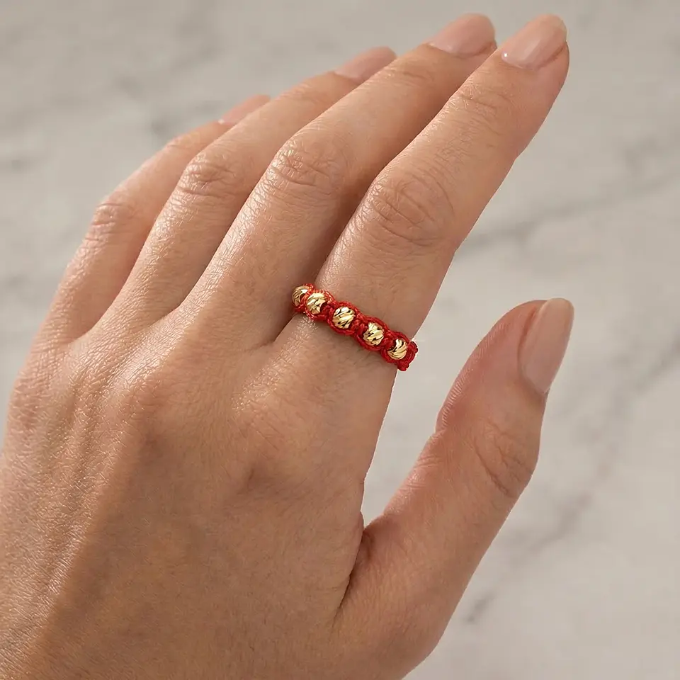Anillo Tejido Artesanal Oro Laminado 18k Diamantado 6