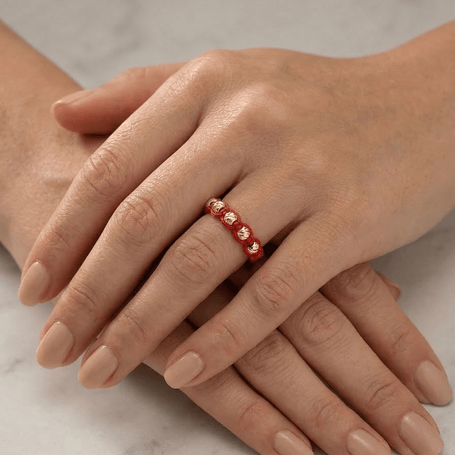 Anillo Tejido Artesanal Oro Laminado 18k Diamantado 5