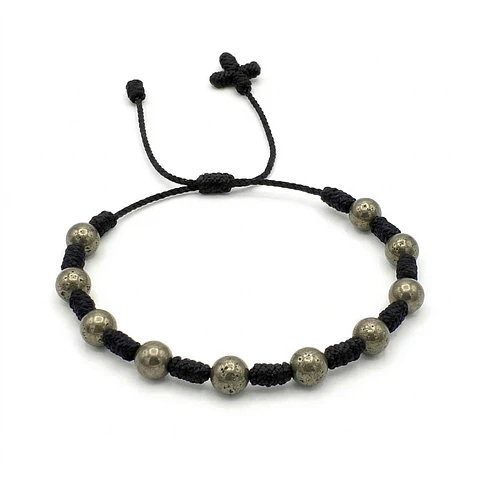 Pulsera Denario Piedra Pirita Natural 6mm