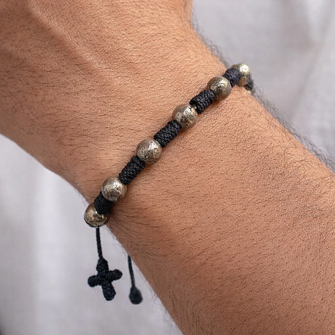 Pulsera Denario Piedra Pirita Natural 6mm