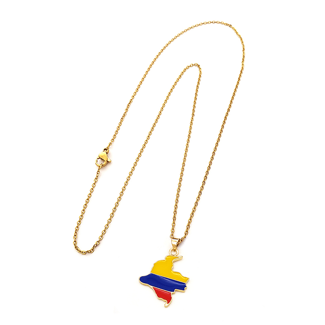 Cadena con Dije Mapa de Colombia Tricolor Nacional 5