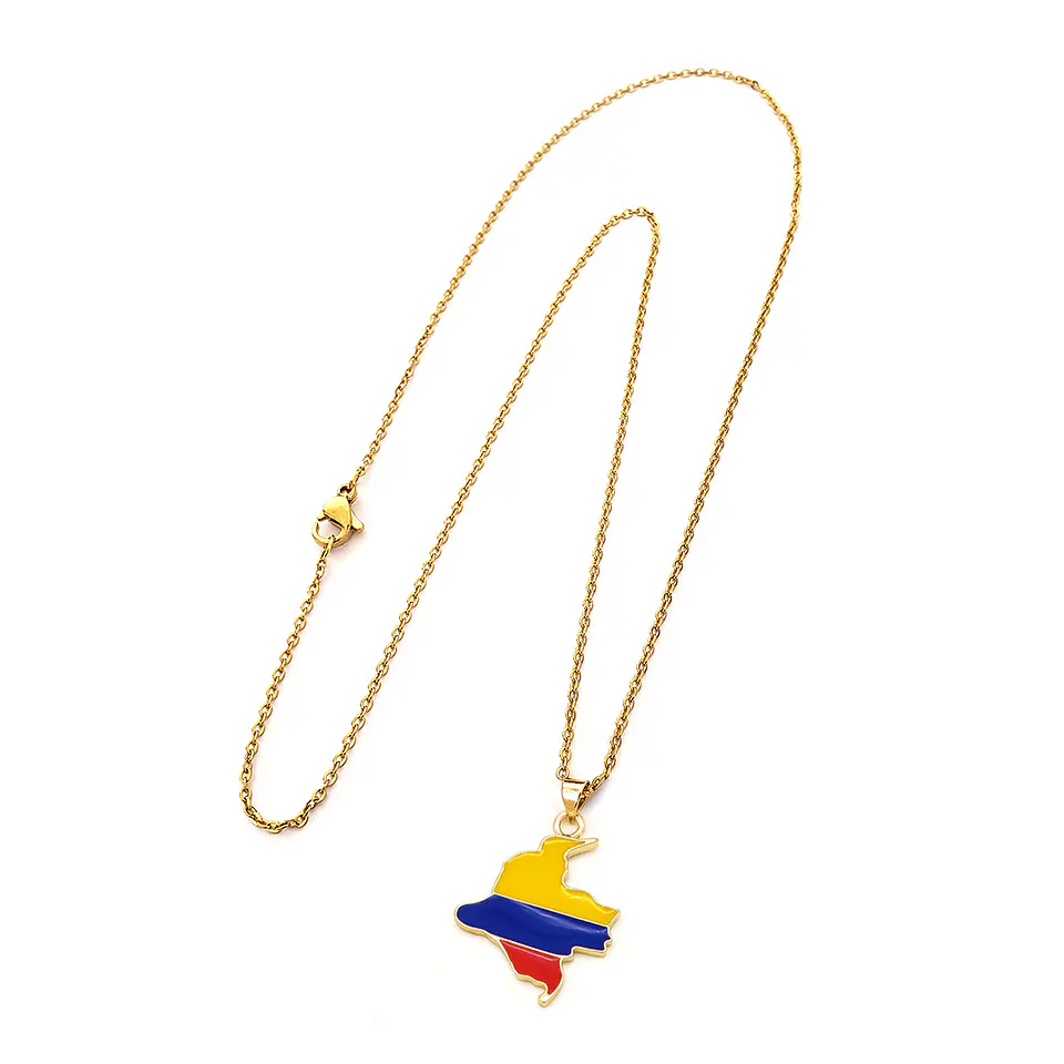Cadena con Dije Mapa de Colombia Tricolor Nacional 5