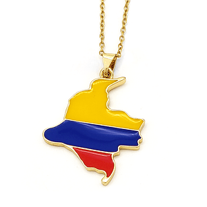 Cadena con Dije Mapa de Colombia Tricolor Nacional