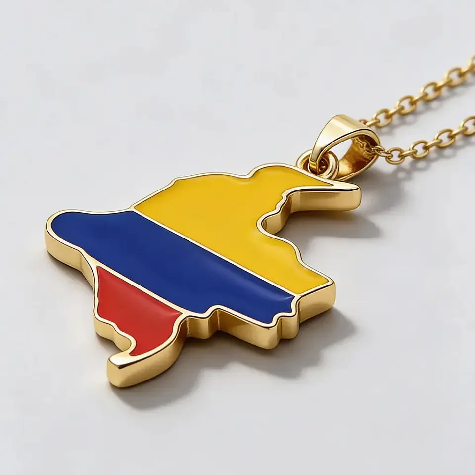 Cadena con Dije Mapa de Colombia Tricolor Nacional 3