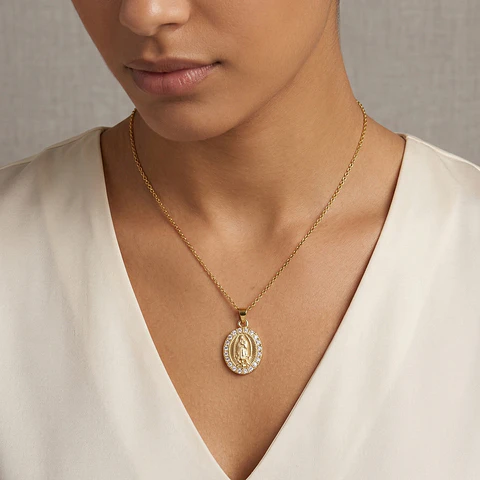 Cadena con Dije Virgen de Guadalupe Rodio