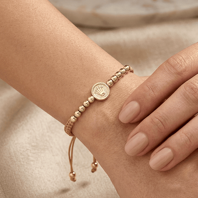 Pulsera con Dije Corona Oro Laminado 18k 2