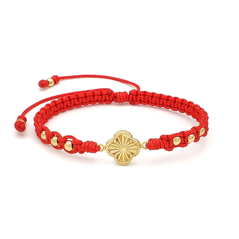 Pulsera con Dije Trébol de la Suerte Oro Laminado 18k