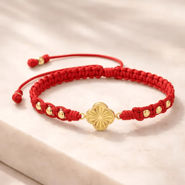 Pulsera con Dije Trébol de la Suerte Oro Laminado 18k 5