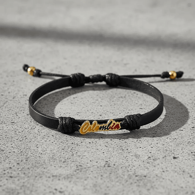 Pulsera Cuero Plano con Dije Colombia Tricolor Nacional 3