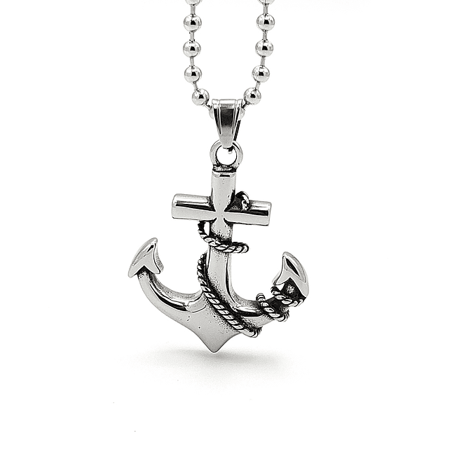 Cadena Militar con Dije de Ancla Acero Inoxidable 4